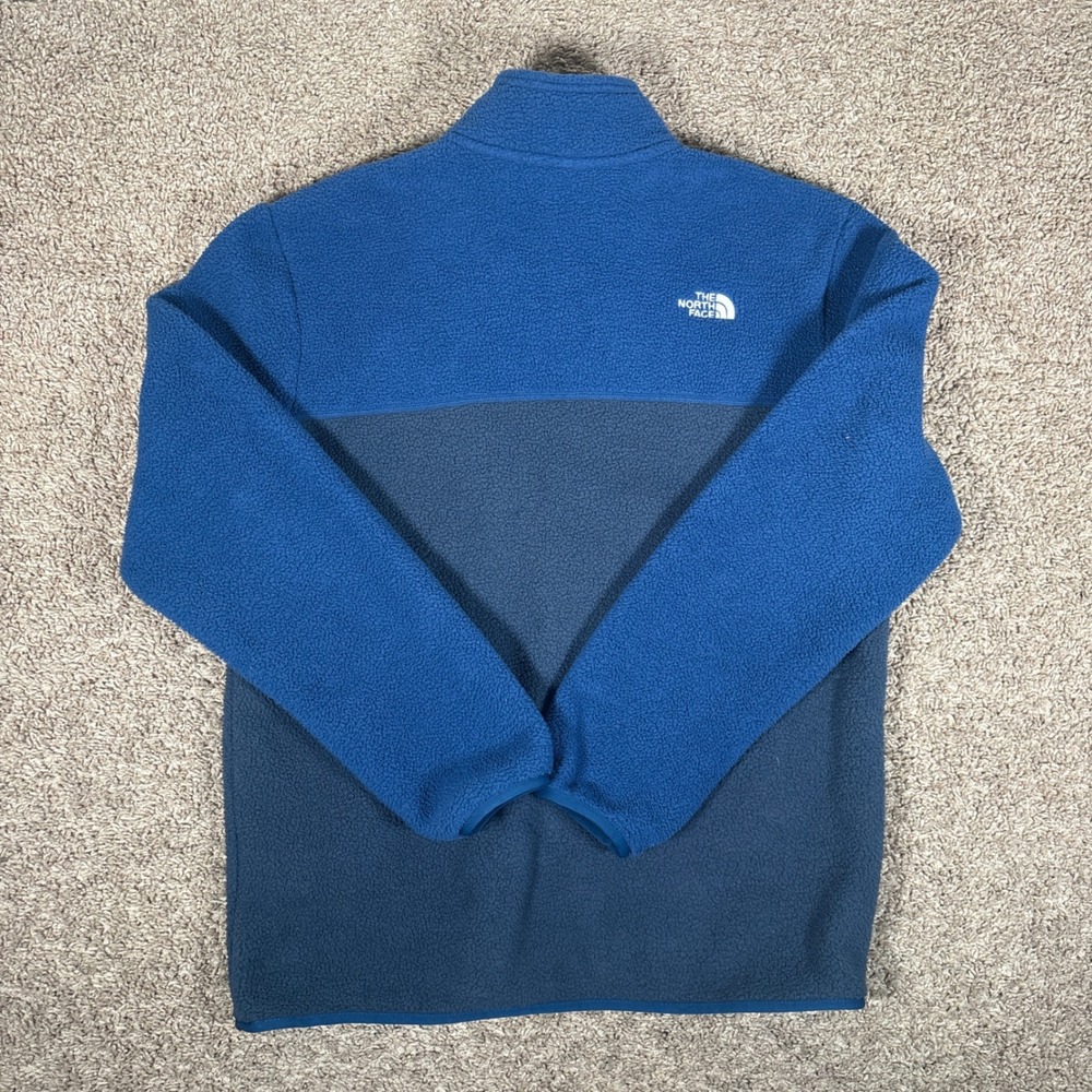 The North Face Mens Blue Colorblock 1/4 Zip Fleece Pullover Jacket Medium 9839 - Picture 7 of 8